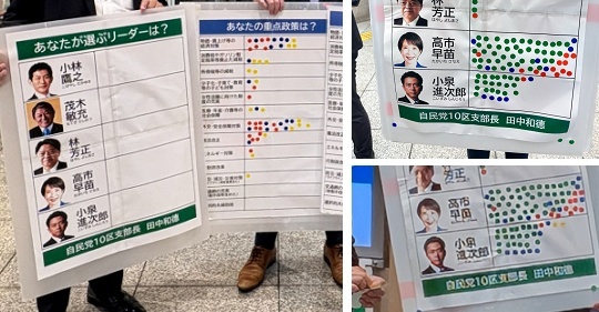 【ｗ】 神奈川県の議員さん「JR川崎駅で総裁選街頭アンケートを実施」→ なぜか「あなたが選ぶリーダー」だけ結果を隠蔽 ※有志がばっちり撮影